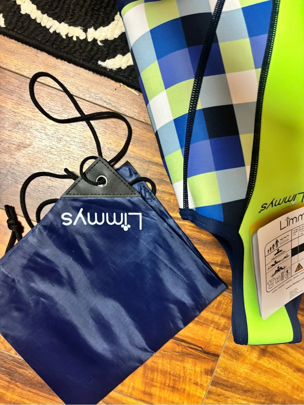 Kids Swim Vest in Neon Green & Blue Plaid Limmy’s